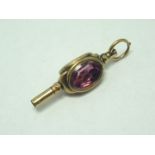 A Victorian rolled gold combination fob seal watch key