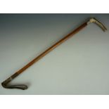 An early 20th Century silver-mounted riding crop by G & J Zair, having malacca cane shaft and antler