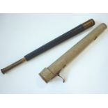 A late 19th Century brass single draw spotting telescope, having 2" objective lens with shade, and