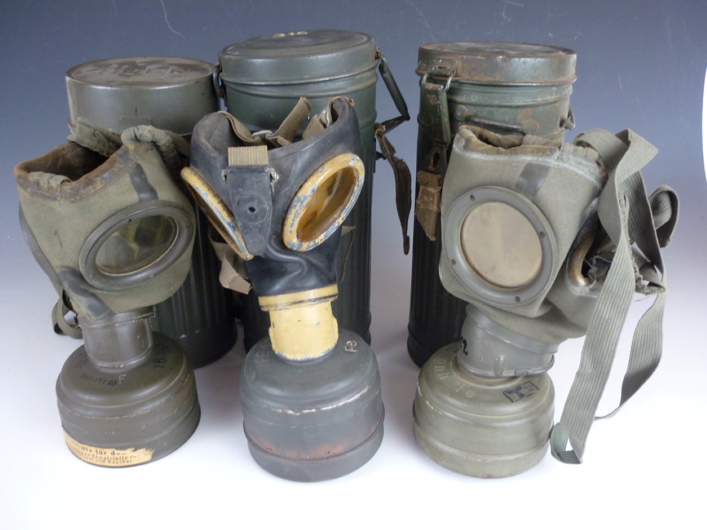 3 Second World War German gas masks