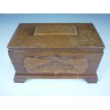 An early 20th Century oak box, hand-carved depicting HMS Gadfly, a torpedo and other Royal Navy