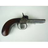 A Victorian double-barrelled pocket percussion pistol