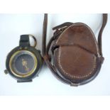 A 1917 British Army issue Verner's Pattern prismatic marching compass in leather case