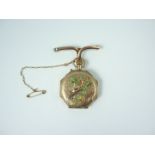 An Edwardian lady's 9ct gold cased fob watch, having crown wound and pin set lever movement, and