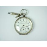 A late 19th Century silver-cased Greenwich Lever pocket watch by W E Watts, Nottingham