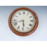 A Victorian office dial clock, having single train movement, painted face and mahogany case, 41 cm