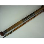 Two vintage three-piece cane fishing rods, by Cummins of Bishop Auckland and Grafton Robertson of