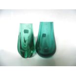 Two items of Whitefriars Glass, both in aqua, comprising pattern No 9657 Oval Tapering Cased Vase,