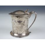 Omar Ramsden and Alwyn Carr A silver lidded mustard pot, of subtly bellied cylindrical form,