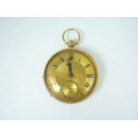 A Victorian 18ct gold cased open-faced pocket watch, having an unnamed key wound lever movement,