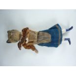 A late 19th / early 20th Century German Erzgebirge type doll in the form of a cat playing the