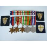 A Second World War campaign medal group comprising 1939-45, Africa (8th Army) and Italy Stars,