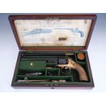 A cased Bentley & Sons patent six-shot open-frame revolver, having 60 bore octagonal barrel with