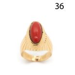 Gold and coral ring