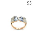 Gold, platinum, topaz and synthetic diamonds ring