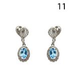 White gold, diamonds and topaz earrings