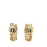 Gold and diamonds earrings.Pendientes media criolla en oro con centro cuajado de brillantes. Peso