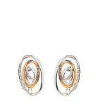 Gold, white gold and diamonds earrings Pendientes diseño oval en oro bicolor con aros calados de