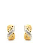 Gold and white gold and diamonds earrings Pendientes media criolla en oro bicolor mate y brillo