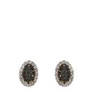 White gold and diamonds earrings Pendientes dormilona diseño oval en oro blanco con centro de