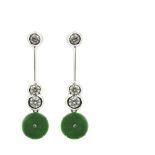 White gold , diamonds and jadeite earrings Pendientes en oro blanco con barrita de brillantes