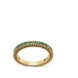 Gold and emeralds ring Sortija alianza en oro con esmeraldas engastadas en garras. Peso
