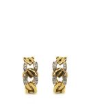 Gold , white gold and diamonds earrings Pendientes media criolla en oro bicolor con eslabones