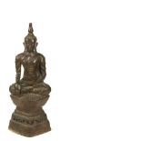 Sitting Buddha. Laos, 19th century. Buda sedente con sus manos en bhumisparsa y dhyaba mudra.