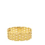 Gold bracelet. Pulsera con eslabones calados en oro mate y brillo. Peso: 35,5 grs. Long.: 18 cm.,