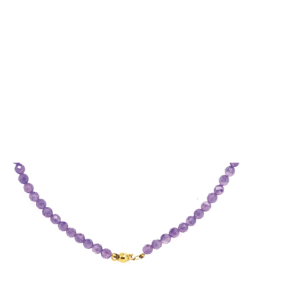 Gold and amethyst necklace Collar de cuentas de amatistas facetadas de 5,5 mm. con cierre diseño