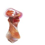 European glass vase. Jarrón de boca ondulada en cristal europeo, s.XX. Firmado ilegible. Alt.: 31