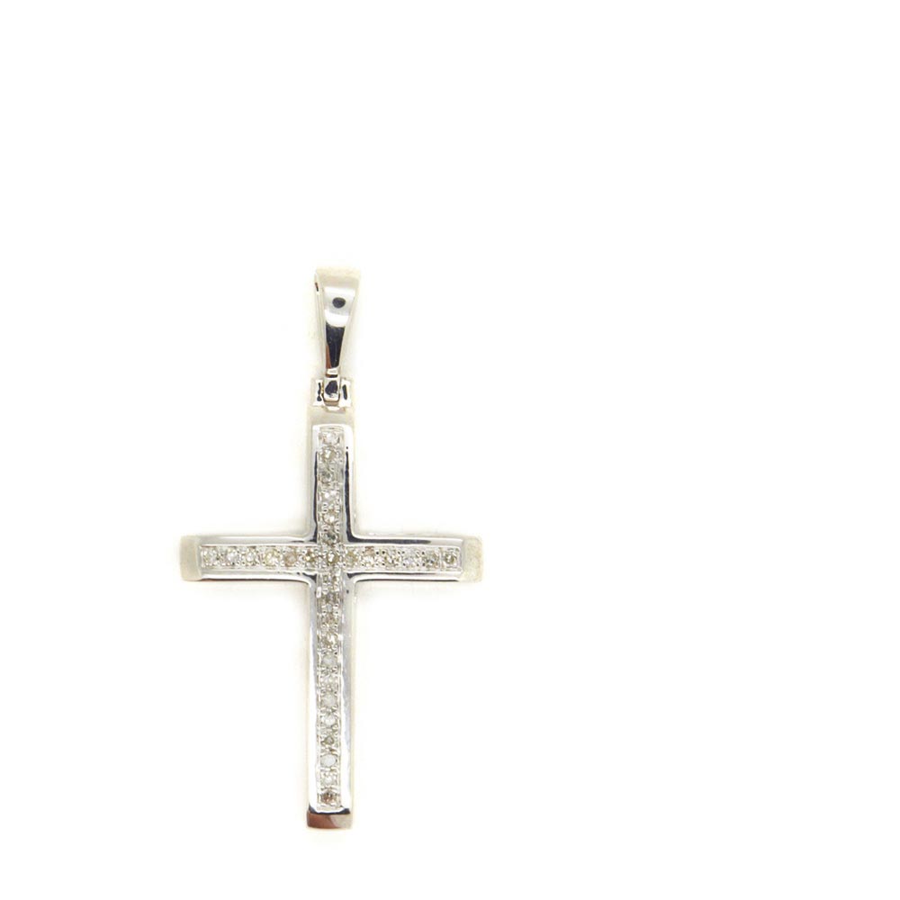 White gold and diamonds cross pendant Colgante diseño cruz en oro blanco con centro de brillantes