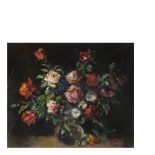 Vase with flowers. Oil on canvas De Carles. Domènec Carles Rosich (Barcelona, 1888-Olot, 1962)