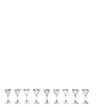 Stamped silver champagne glass set. Juego de nueve copas de cava en plata punzonada J. Roca, s.XX.