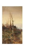 Landscape. Watercolor on paper Josep Armet (Barcelona, 1843-1911) Paisaje. Óleo sobre tela. Firmado.