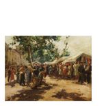 Rural market. Oil on canvas Vicenç Solé Jorba (Olot , 1904-El Brull del Montseny, 1949) Mercado