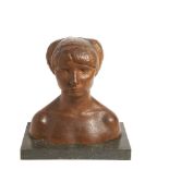 Feminine bust. Terracotta sculpture on marble plinth. Luisa Granero (Barcelona, 1924) Busto