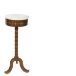 Mahogany wood assistant table with marble top, late 19th century. Mesita auxiliar en madera de caoba