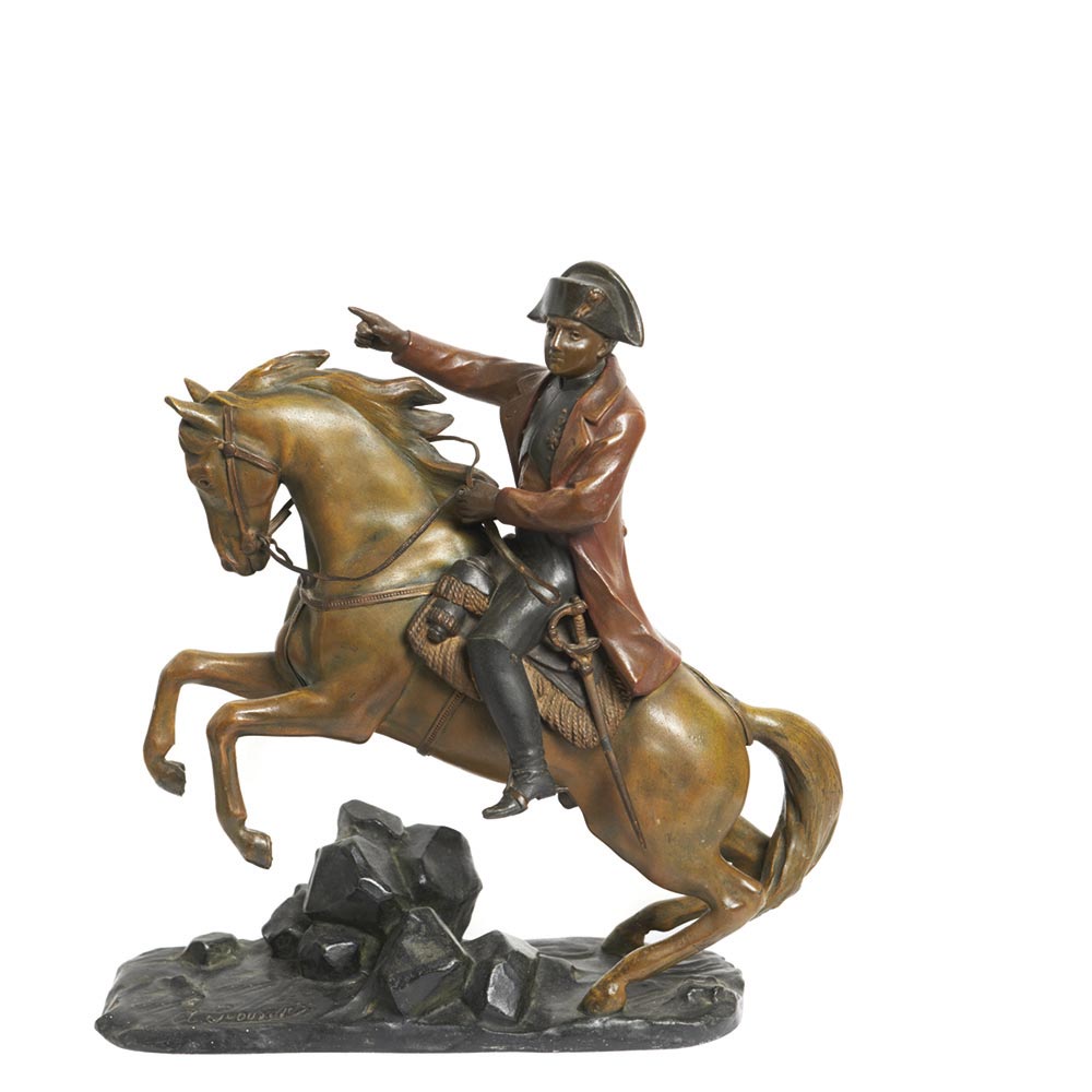 Napoleon on horse. Calamine sculpture. Signed. Aristide Charles Louis Rousaud (Francia, 1868-1946)