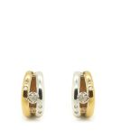 Gold, white gold and diamonds earrings Pendientes media criolla en oro bicolor con diamantes talla