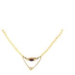 Gold, cultured pearls and amethyst necklace Collar de perlas cultivadas en degradé de 2-7 mm. con