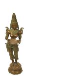 Lakshmi goddess. Bronze sculpture. Diosa Lakshmi. Escultura en bronce. India, s.XX. Alt.: 116 cm. ,