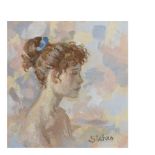 Girl. Oil on panel Alexandre Siches (Barcelona, 1927) Muchacha de perfil. Óleo sobre tabla. Firmado.