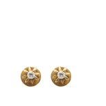 Pendientes dormilona en oro con brillante engastado en garras. Peso brillantes: 0,14 ct.   Gold