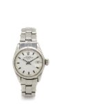 Reloj Rolex de pulsera para señora. En acero. Esfera blanca y numeración a trazos aplicados.