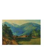 Josep Ventosa (Barcelona, 1897-1982) Paisaje. Óleo sobre tela. Firmado. 60,5 x 92,5 cm.   Landscape.