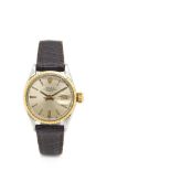 Reloj Rolex  Oyster Perpetual Date de pulsera para señora. En acero y oro, con correa de piel y