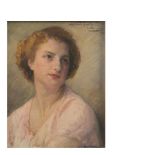 Josep Mongrell (Valencia, 1874-1937) Retrato femenino. Óleo sobre tela. Firmado, dedicado y