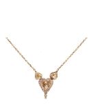 Gargantilla en oro rosa con centro de diamantes brown talla corazón orlados por diamantes talla