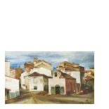 Ramon Aguilar Moré (Barcelona, 1924-2015) Pueblo. Óleo sobre tela. Firmado y fechado en 1983. 38,5 x